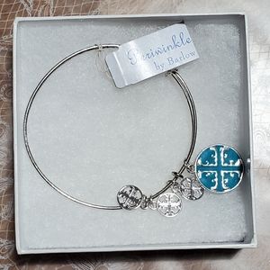Silver with Teal Charm bracelet